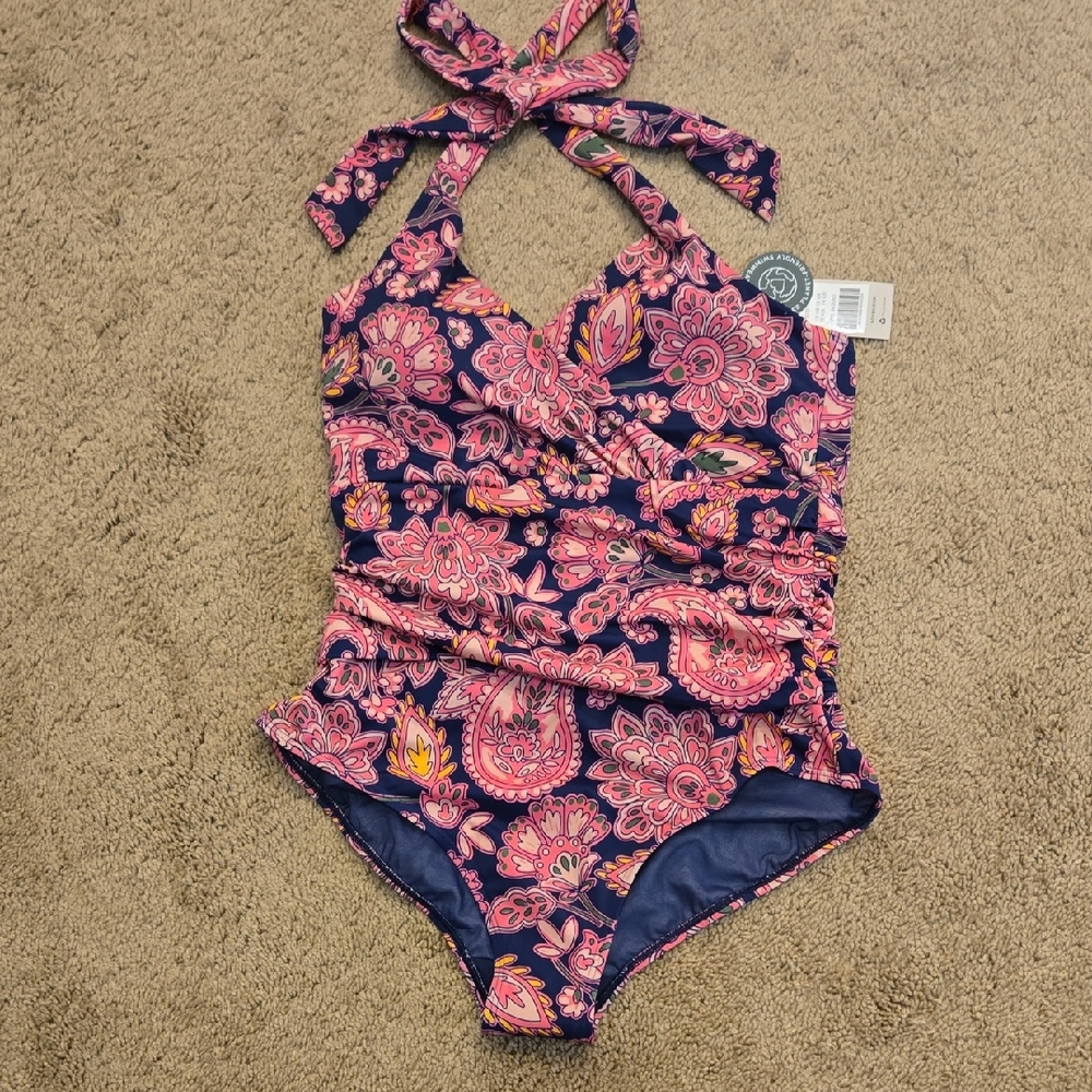 Floral Pink and Blue Kids Swimsuit